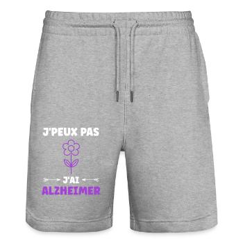 Sensibilisation à la maladie d’Alzheimer - Short de jogging bio TRAINER Stanley/Stella unisexe - gris chiné - Devant - Nik (191cm) & Marisol (170cm)