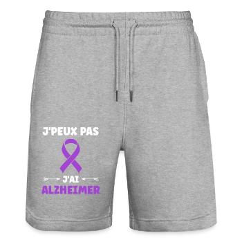 Sensibilisation à la maladie d’Alzheimer - Short de jogging bio TRAINER Stanley/Stella unisexe - gris chiné - Devant - Nik (191cm) & Marisol (170cm)