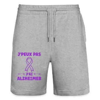 Sensibilisation à la maladie d’Alzheimer - Short de jogging bio TRAINER Stanley/Stella unisexe - gris chiné - Devant - Nik (191cm) & Marisol (170cm)