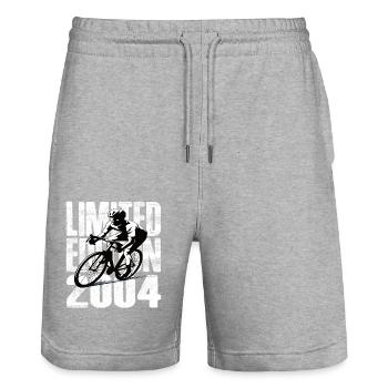 Limited Edition 2004 Limited Edition Birthday - Stanley/Stella Trainer Unisex Organic Jogging Shorts - heather grey - Front - Nik (191cm) & Marisol (170cm)