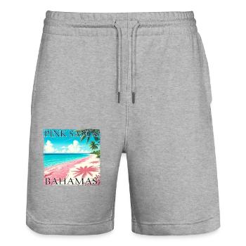Bahamas Pink Sands Grunge Look - Stanley/Stella Unisex Bio Joggingshorts Trainer  - Grau meliert - Vorne - Nik (191cm) & Marisol (170cm)