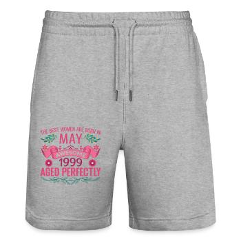 Mai 1999 Geburtstag Ehefrau Mai 1999 Geburtstag - Stanley/Stella Unisex Bio Joggingshorts Trainer  - Grau meliert - Vorne - Nik (191cm) & Marisol (170cm)