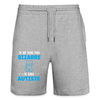 Je ne suis pas bizarre je suis autiste - Short de jogging bio TRAINER Stanley/Stella unisexe - gris chiné - Devant - Nik (191cm) & Marisol (170cm)