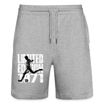 Édition limitée 1971 Édition limitée Football - Short de jogging bio TRAINER Stanley/Stella unisexe - gris chiné - Devant - Nik (191cm) & Marisol (170cm)