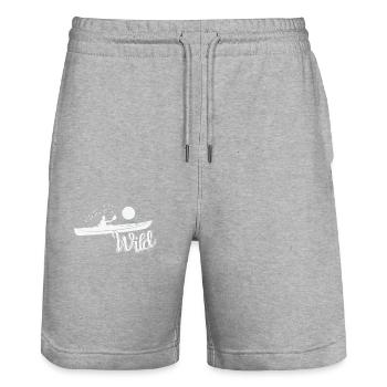 Wild Kajak Paddelboot Kanu fahren - Stanley/Stella Unisex Bio Joggingshorts Trainer  - Grau meliert - Vorne - Nik (191cm) & Marisol (170cm)