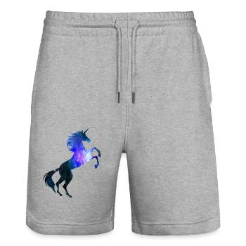 Unicorn Galaxy Symbol T-Shirt Universe Magical - Stanley/Stella Trainer Unisex Organic Jogging Shorts - heather grey - Front - Nik (191cm) & Marisol (170cm)
