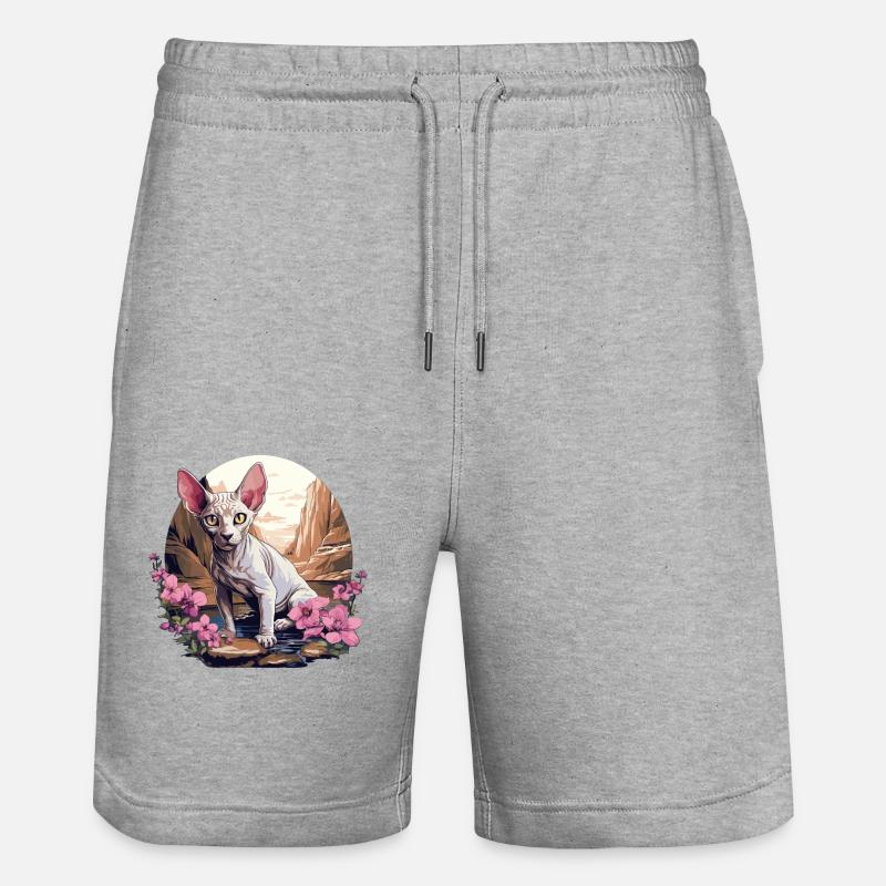 Sphynx Kätzchen Sphynx Katze - Stanley/Stella Unisex Bio Joggingshorts Trainer  - Grau meliert