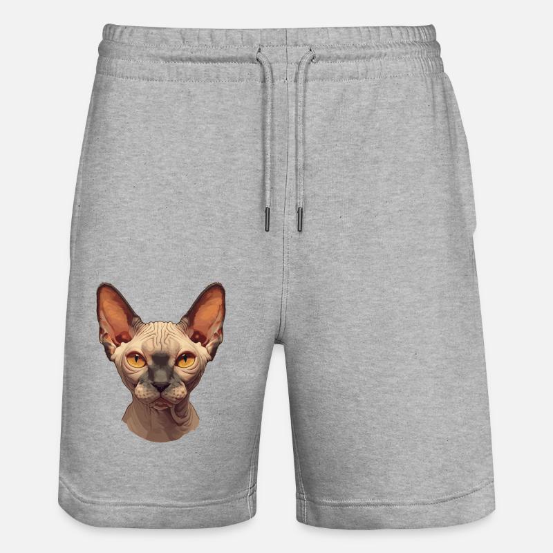 Sphynx Kätzchen Sphynx Katze - Stanley/Stella Unisex Bio Joggingshorts Trainer  - Grau meliert