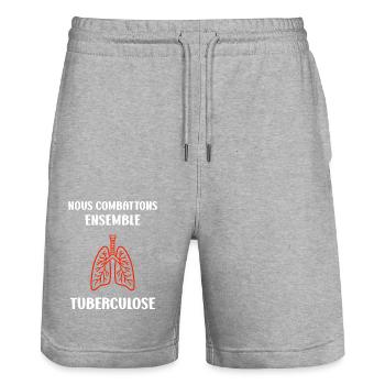 Sensibilisation à la tuberculose - Short de jogging bio TRAINER Stanley/Stella unisexe - gris chiné - Devant - Nik (191cm) & Marisol (170cm)