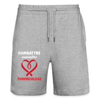 Sensibilisation à la tuberculose - Short de jogging bio TRAINER Stanley/Stella unisexe - gris chiné - Devant - Nik (191cm) & Marisol (170cm)