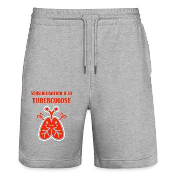 Sensibilisation à la tuberculose - Short de jogging bio TRAINER Stanley/Stella unisexe - gris chiné - Devant - Nik (191cm) & Marisol (170cm)