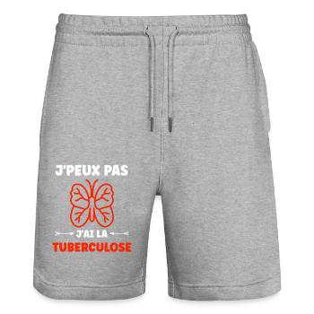 Sensibilisation à la tuberculose - Short de jogging bio TRAINER Stanley/Stella unisexe - gris chiné - Devant - Nik (191cm) & Marisol (170cm)