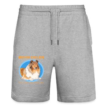 Collie Hunde Langhaarcollie Collies Geschenk - Stanley/Stella Unisex Bio Joggingshorts Trainer  - Grau meliert - Vorne - Nik (191cm) & Marisol (170cm)