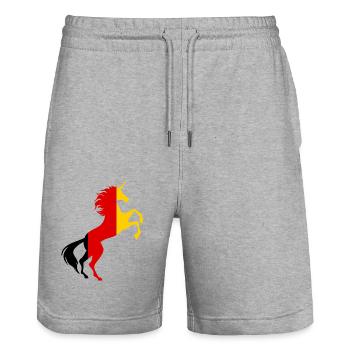 Unicorn Germany Flag Shirt Magical Unicorn Germany - Stanley/Stella Trainer Unisex Organic Jogging Shorts - heather grey - Front - Nik (191cm) & Marisol (170cm)