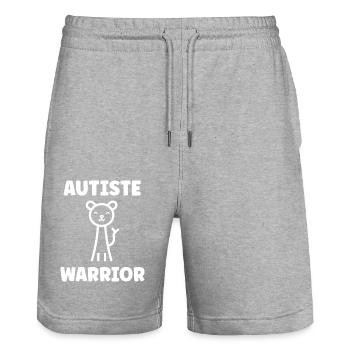 sensibilisation a l'autisme autiste - Short de jogging bio TRAINER Stanley/Stella unisexe - gris chiné - Devant - Nik (191cm) & Marisol (170cm)