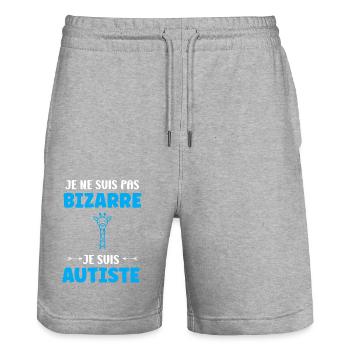 sensibilisation à l'autisme autiste - Short de jogging bio TRAINER Stanley/Stella unisexe - gris chiné - Devant - Nik (191cm) & Marisol (170cm)