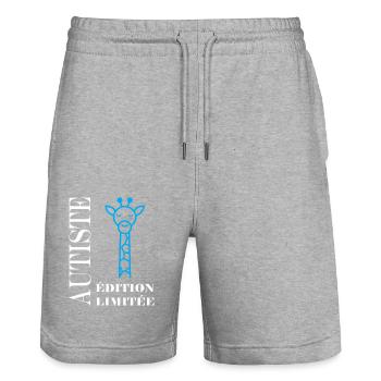 sensibilisation à l'autisme autiste - Short de jogging bio TRAINER Stanley/Stella unisexe - gris chiné - Devant - Nik (191cm) & Marisol (170cm)