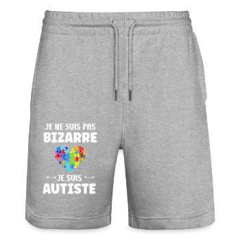 sensibilisation a l'autisme autiste - Short de jogging bio TRAINER Stanley/Stella unisexe - gris chiné - Devant - Nik (191cm) & Marisol (170cm)