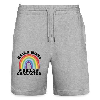 Weird Moms Build Character - Stanley/Stella Unisex Bio Joggingshorts Trainer  - Grau meliert - Vorne - Nik (191cm) & Marisol (170cm)