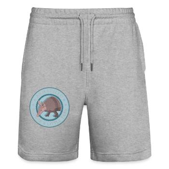Armadillo Nine-Tie Armadillo Gift - Stanley/Stella Trainer Unisex Organic Jogging Shorts - heather grey - Front - Nik (191cm) & Marisol (170cm)