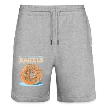Bagel Bagel Bread Beigel Gift - Stanley/Stella Trainer Unisex Organic Jogging Shorts - heather grey - Front - Nik (191cm) & Marisol (170cm)