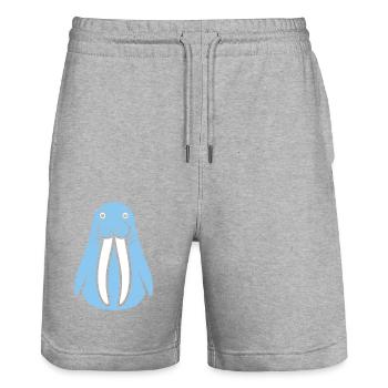 Walross - Stanley/Stella Unisex Bio Joggingshorts Trainer  - Grau meliert - Vorne - Nik (191cm) & Marisol (170cm)