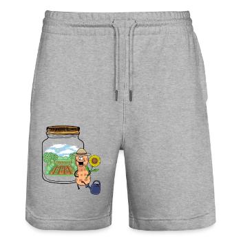 Erdnuss Erdnüsse Garten Traum Sonnenblume - Stanley/Stella Unisex Bio Joggingshorts Trainer  - Grau meliert - Vorne - Nik (191cm) & Marisol (170cm)