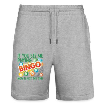Bingo Player If You See Me Playing - Stanley/Stella Unisex Bio Joggingshorts Trainer  - Grau meliert - Vorne - Nik (191cm) & Marisol (170cm)
