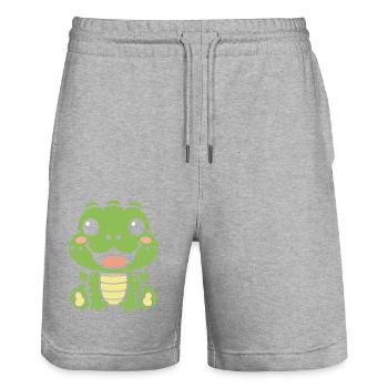 Krokodil - Stanley/Stella Unisex Bio Joggingshorts Trainer  - Grau meliert - Vorne - Nik (191cm) & Marisol (170cm)