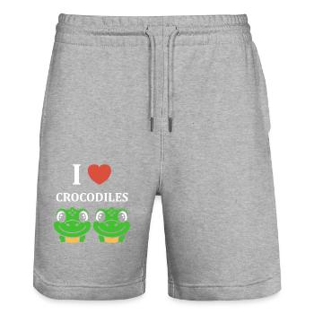 Humour Crocodile - Short de jogging bio TRAINER Stanley/Stella unisexe - gris chiné - Devant - Nik (191cm) & Marisol (170cm)
