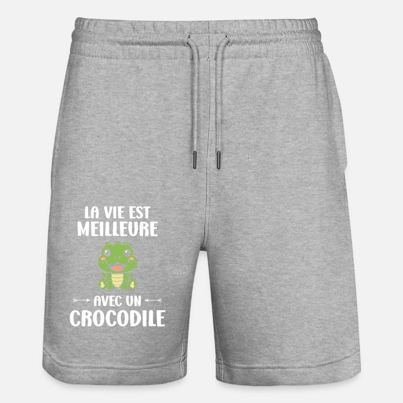Humour Crocodile - Short de jogging bio TRAINER Stanley/Stella unisexe - gris chiné