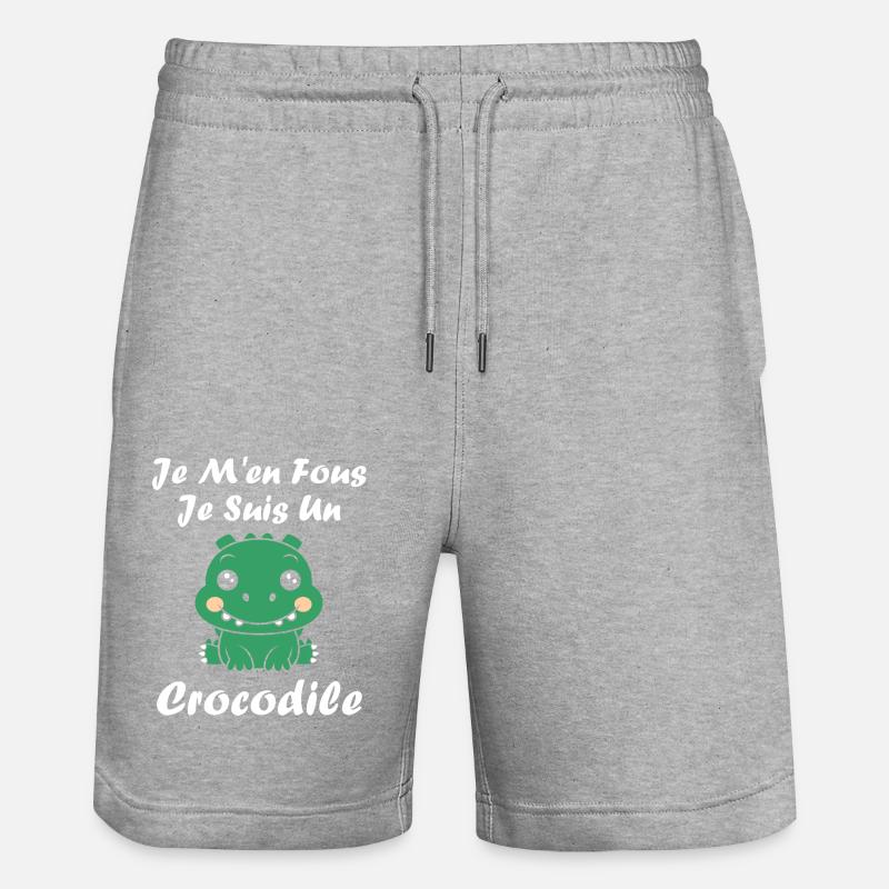 Humour Crocodile - Short de jogging bio TRAINER Stanley/Stella unisexe - gris chiné