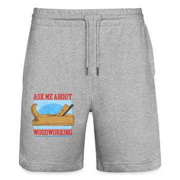 Holzarbeiten Bastler Tischler Schreiner Geschenk - Stanley/Stella Unisex Bio Joggingshorts Trainer  - Grau meliert - Vorne - Nik (191cm) & Marisol (170cm)