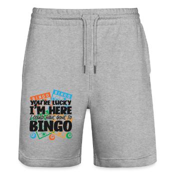Bingo Player You're Lucky I'm Here - Stanley/Stella Unisex Bio Joggingshorts Trainer  - Grau meliert - Vorne - Nik (191cm) & Marisol (170cm)