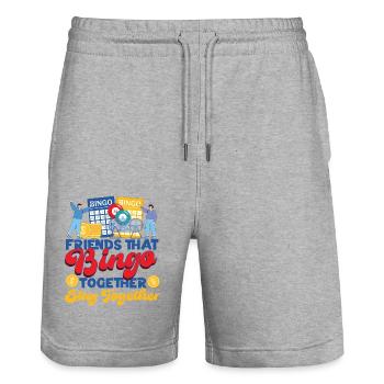 Bingo Player Friends Buddies - Stanley/Stella Trainer Unisex Organic Jogging Shorts - heather grey - Front - Nik (191cm) & Marisol (170cm)
