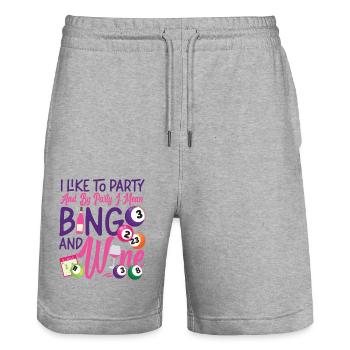 Bingo Player Wine I Like To Party - Stanley/Stella Trainer Unisex Organic Jogging Shorts - heather grey - Front - Nik (191cm) & Marisol (170cm)