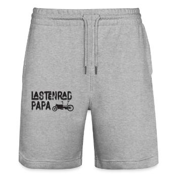 Cargo Bike Dad Retro Bike Cargobike - Stanley/Stella Trainer Unisex Organic Jogging Shorts - heather grey - Front - Nik (191cm) & Marisol (170cm)