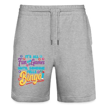 Bingo Player It's All Fun And - Stanley/Stella Unisex Bio Joggingshorts Trainer  - Grau meliert - Vorne - Nik (191cm) & Marisol (170cm)