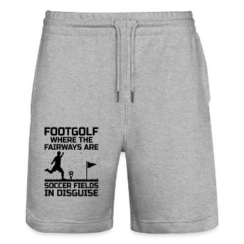 Footgolf Joueur Foot Golf Jouer Footgolfers Foot - Short de jogging bio TRAINER Stanley/Stella unisexe - gris chiné - Devant - Nik (191cm) & Marisol (170cm)