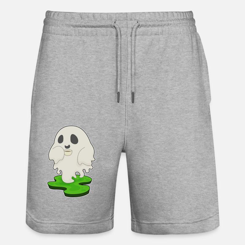 Geist Halloween Kaffee - Stanley/Stella Unisex Bio Joggingshorts Trainer  - Grau meliert