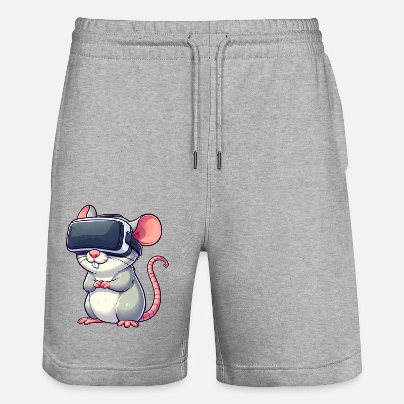 VR-Gaming Ratte und Maus - Stanley/Stella Unisex Bio Joggingshorts Trainer  - Grau meliert