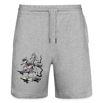 Skaters, Rats, Students, University, School, Skating, Kids - Stanley/Stella Trainer Unisex Organic Jogging Shorts - heather grey - Front - Nik (191cm) & Marisol (170cm)