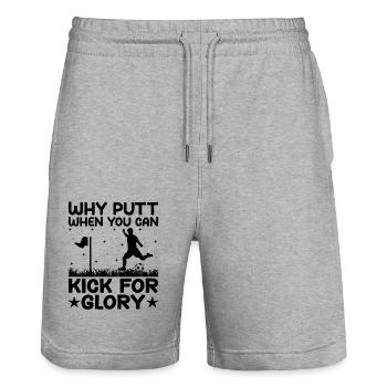 Footgolf Player Foot Golf Footgolfers Foot spielen - Stanley/Stella Unisex Bio Joggingshorts Trainer  - Grau meliert - Vorne - Nik (191cm) & Marisol (170cm)