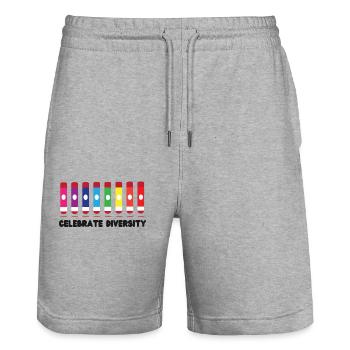 Bingo Player Celebrate Diversity - Stanley/Stella Unisex Bio Joggingshorts Trainer  - Grau meliert - Vorne - Nik (191cm) & Marisol (170cm)