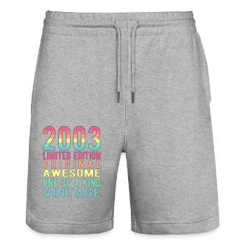 Limited Edition Since 2003 Birthday Vintage 2003 - Stanley/Stella Trainer Unisex Organic Jogging Shorts - heather grey - Front - Nik (191cm) & Marisol (170cm)