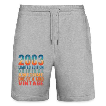 Limited Edition Since 2003 Birthday Vintage 2003 - Stanley/Stella Trainer Unisex Organic Jogging Shorts - heather grey - Front - Nik (191cm) & Marisol (170cm)