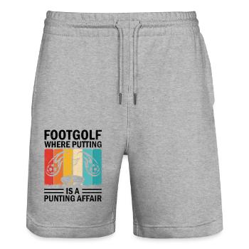 Footgolf Joueur Foot Golf Jouer Footgolfers Foot - Short de jogging bio TRAINER Stanley/Stella unisexe - gris chiné - Devant - Nik (191cm) & Marisol (170cm)