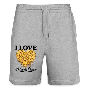 I love Mac and Cheese - food lover gift - Stanley/Stella Trainer Unisex Organic Jogging Shorts - heather grey - Front - Nik (191cm) & Marisol (170cm)