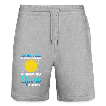 Cadeau de joueur de water-polo drôle de joueur de water-polo - Short de jogging bio TRAINER Stanley/Stella unisexe - gris chiné - Devant - Nik (191cm) & Marisol (170cm)