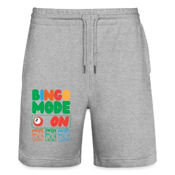 Joueur de bingo Mode bingo activé - Short de jogging bio TRAINER Stanley/Stella unisexe - gris chiné - Devant - Nik (191cm) & Marisol (170cm)